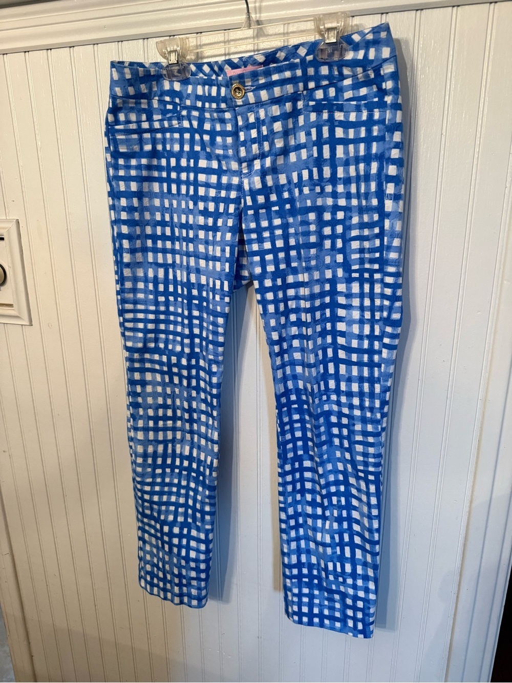 Lilly Pulitzer Kelly Skinny Ankle Pant size 4 Bennet Blue Feelin Beachy Gingham